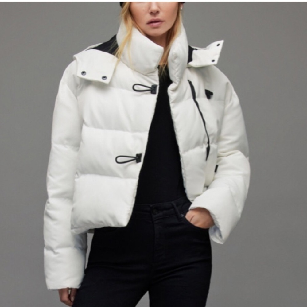 ALLSAINTS Allais High Collar Quilted Puffer Jacket Optic White